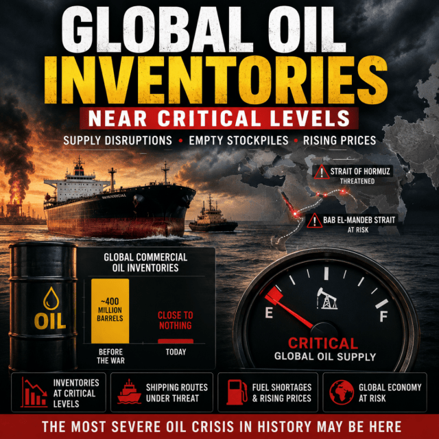 Global Oil Inventories Reportedly Near Critical Levels as Middle East Conflict Threatens Worldwide Energy Supply